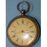 A late-Victorian silver-cased centre seconds chronograph lever pocket watch, the white enamel dial