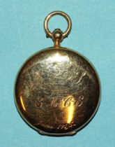 A 9ct yellow gold circular locket, 32mm diameter, gross weight 12.7g.