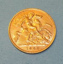 An Edward VII 1907 half-sovereign.