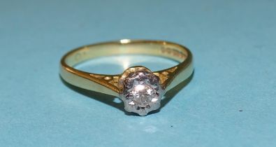 An 18ct gold solitaire diamond ring illusion-set a brilliant-cut diamond of approximately 0.08cts,