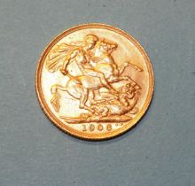 An Edward VII 1906 sovereign.