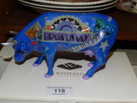 A collection of twelve boxed Westland Giftware "Cow Parade" figures: Broadway Baby, Moonet,