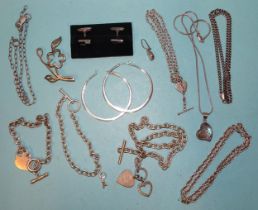 A quantity of 925-silver jewellery: necklaces, earrings, pendants, etc, some stone-set, gross weight