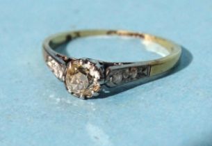 A solitaire diamond ring, the old-cut diamond of approximately 0.3cts, in very worn 18ct gold mount,