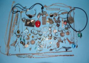 A small quantity of gold-plated silver jewellery, silver and white metal jewellery, (some stone-