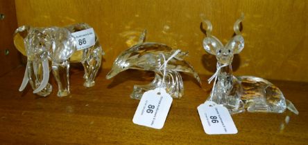 Swarovski, Inspiration Africa, "The Kudu", (small chip to right foreleg), "Lion", (tail fixed),