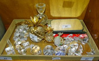 Swarovski, miscellaneous items, including a bunch of grapes, large pineapple, small pineapple,