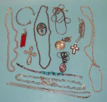 A quantity of silver jewellery, all marked '925', to include neck chains, pendants, bracelets,