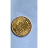 HELVETA 20 FR GOLD COIN 1947