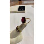 2 RINGS - 9 CT GARNET &12 CT GARNET & STONES- BOTH SIZE M