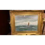 W C PAINTING DAVID WEST COASTAL SCENE EITH BOAT