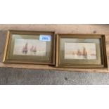 2 SMALL W C PAINTINGS BOATS BY H H BINGLEY