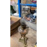 BRASS OIL LAMP & STAND