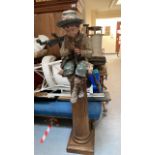 ITALIAN TERRACOTTA SHEPHERD BOY ON REVOLVING PEDESTAL