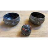 WHITE METAL BOWLS & TRINKET BOX