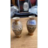 PAIR SMALL SATSUMA VASES -15 CMS TALL (AF)