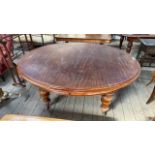 MAHOGANY DINING TABLE C/W 2 LEAVES-WINDER IN OFFICE (AF)