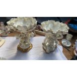 2 PC WHITE PORCELAIN CHERUBS(AF)