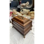 MAHOGANY BRASS FOOTED BOX (AF)