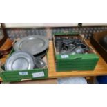 2 BOXES ASSORTED PEWTER WARE