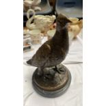 METAL GROUSE ON MARBLE STAND