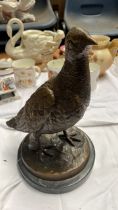METAL GROUSE ON MARBLE STAND