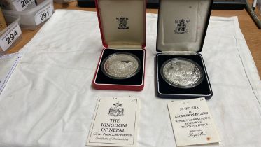 2 SILVER PROOF COINS £25 & 2500 RUPEES