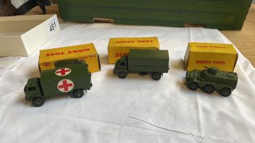 DINKY 621 & 623 ARMY WAGONS & 676 ARMOURED PERSONNEL CARRIER