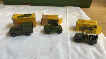 DINKY 641 ARMY ITON CARGO TRUCK 673 SCOUT CAR & 674 AUSTIN CHAMP