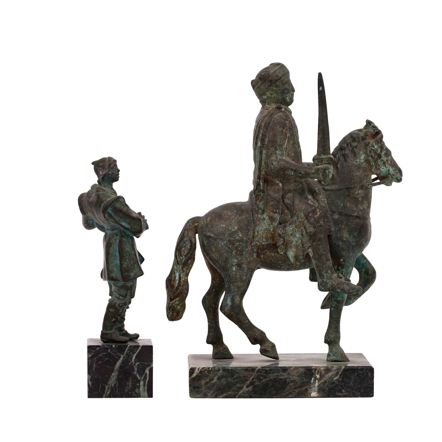 2 REPLIKEN: "Reiterstatuette Karl des Großen" und "Dudelsackpfeifer", - Image 4 of 7