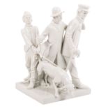 SCHWARZBURGER WERKSTÄTTEN Figurengruppe 'Gruppe der Treiber mit Hühnerhund', um 1912,