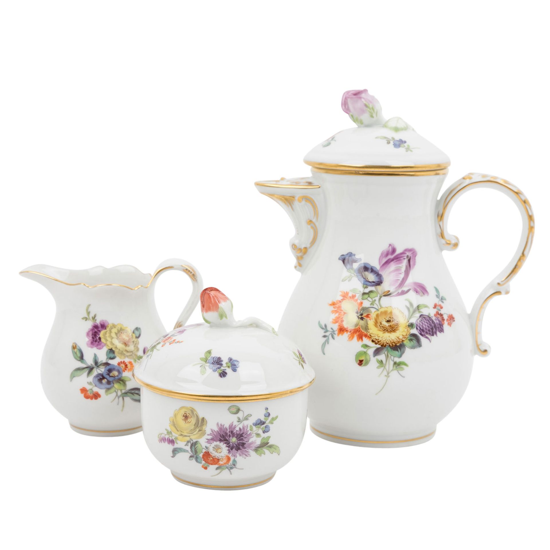 MEISSEN 16-tlg. Mokkaservice 'Blumenbukett', 1. Wahl, 20. Jh. - Image 4 of 6