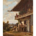 RITTMEYER, Emil, ATTRIBUIERT (1820-1904), "Vor dem Haus im Gebirge",