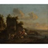 BERCHEM, Nicolaes, ATTRIBUIERT/UMKREIS (N.B.: 1620-1683), "Hirten mit Tieren in Landschaft",