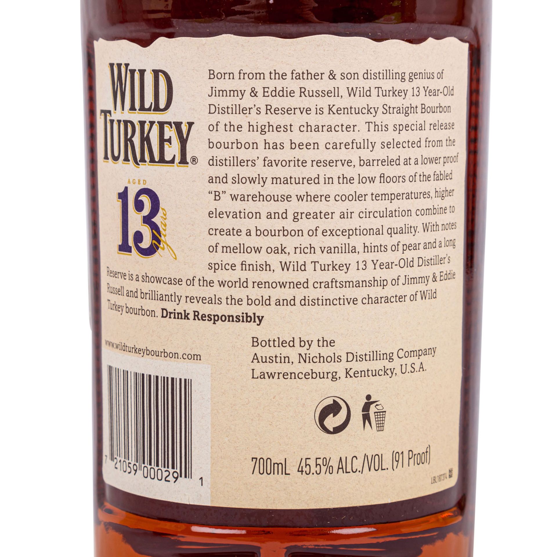 WILD TURKEY DISTILLER'S RESERVE Straight Bourbon Whiskey "13 Years Old" - Bild 4 aus 6