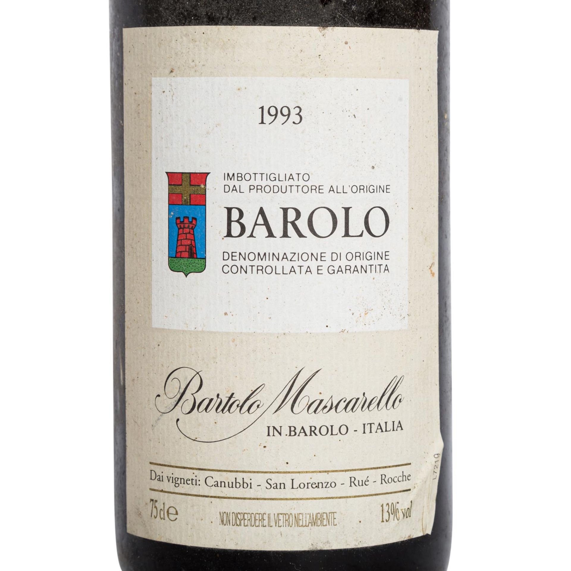 BAROLO 1 Flasche BARTOLO MASCARELLO 1993 - Bild 2 aus 4