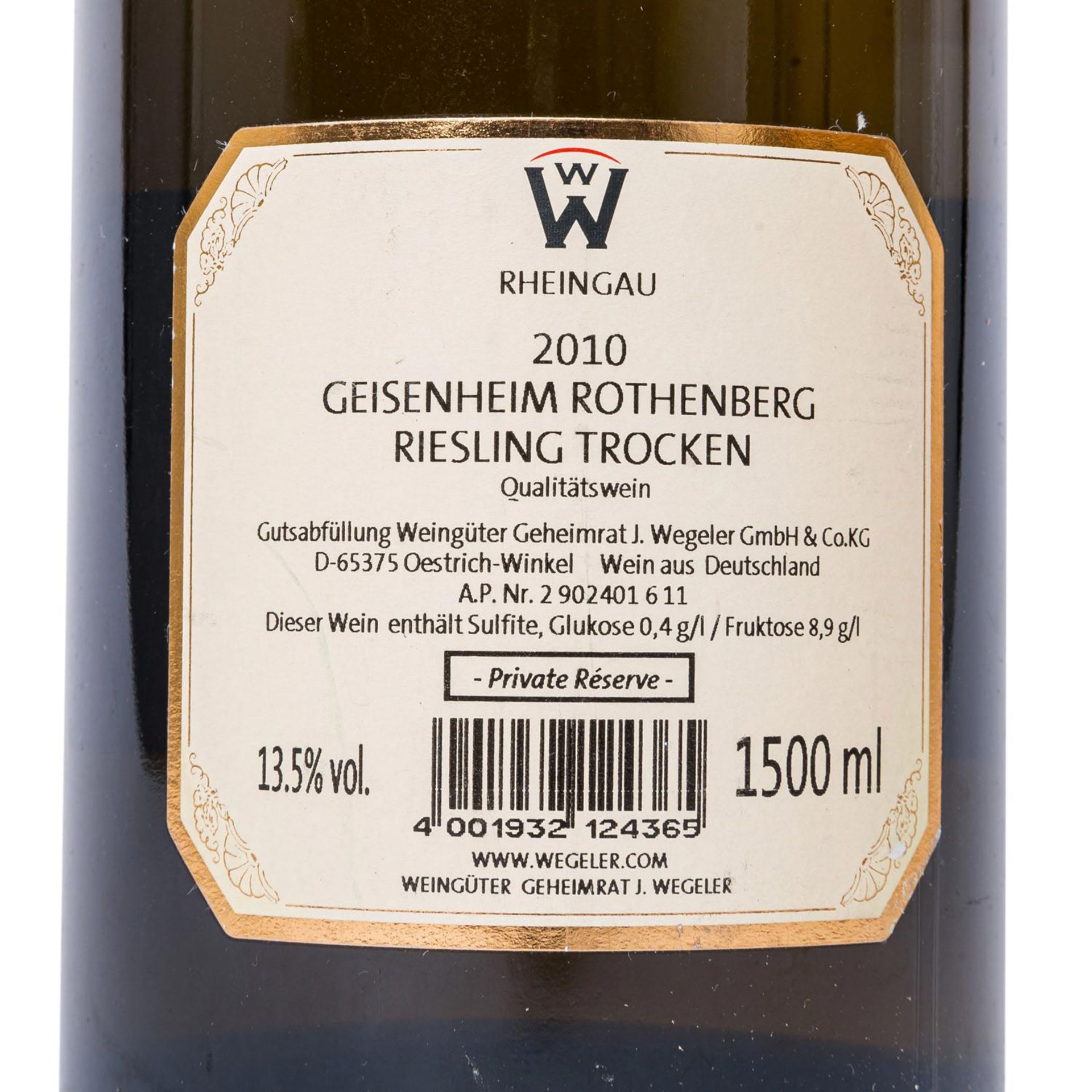 WEINGUT WEGELER 1 Magnumflasche GEISENHEIM ROTHENBERG 2010 - Bild 3 aus 5