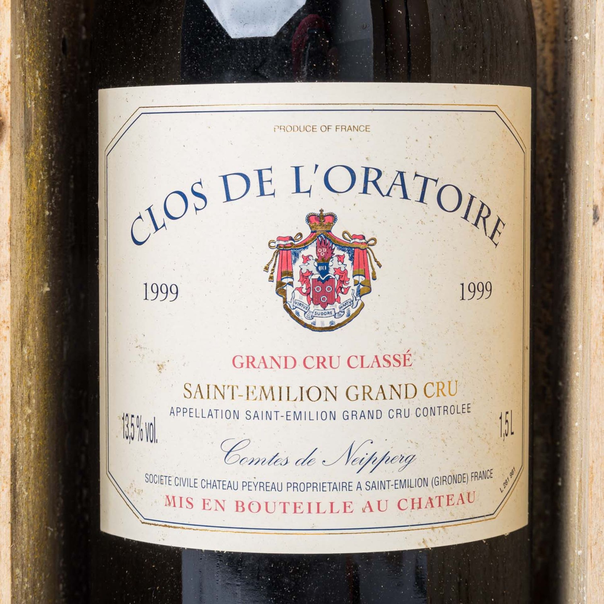 CLOS DE L'ORATOIRE 1 Magnumflasche SAINT-ÉMILION 1999 in Holzkiste - Bild 2 aus 4