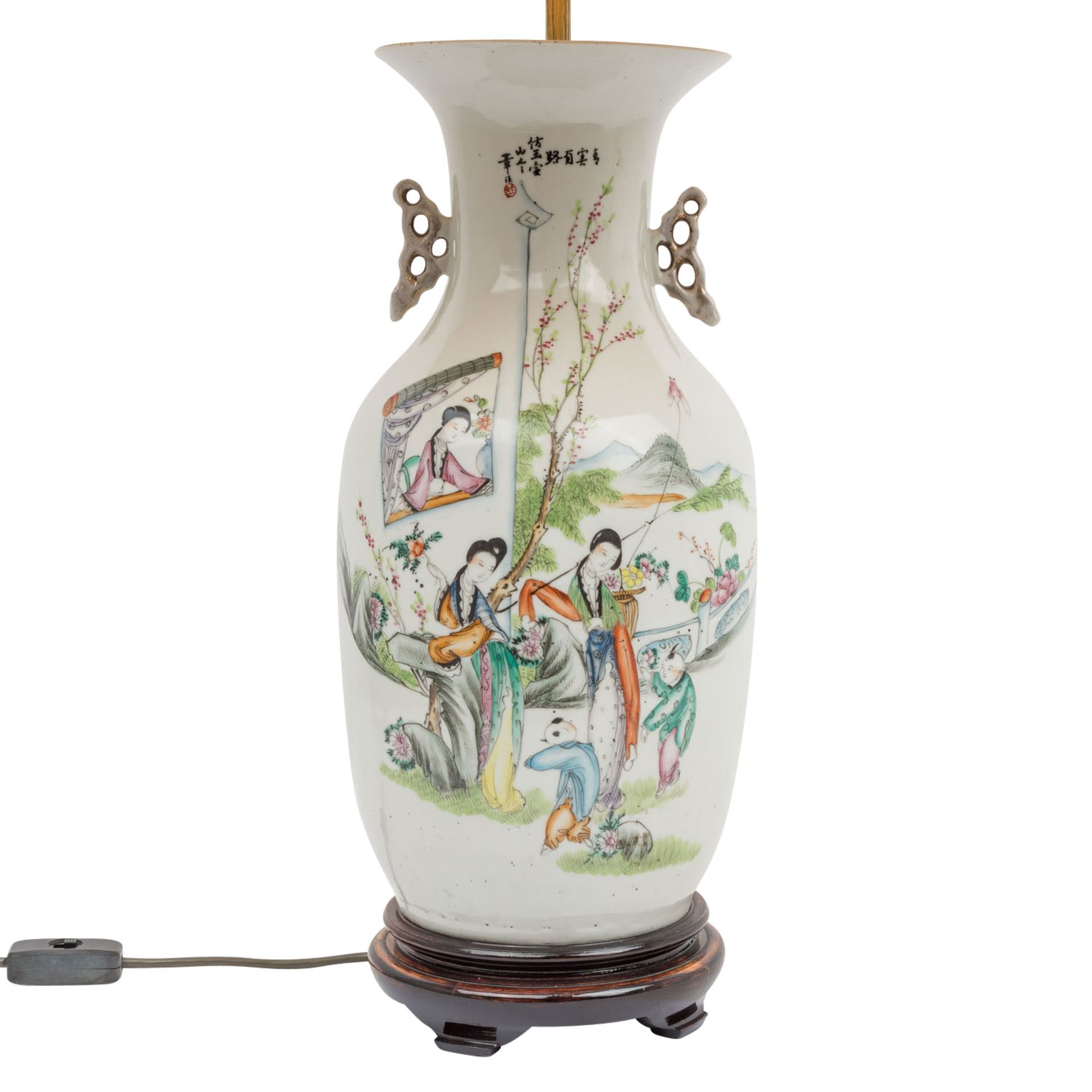 Vase aus Porzellan. CHINA, 19. Jh., als Lampe montiert, - Bild 2 aus 5