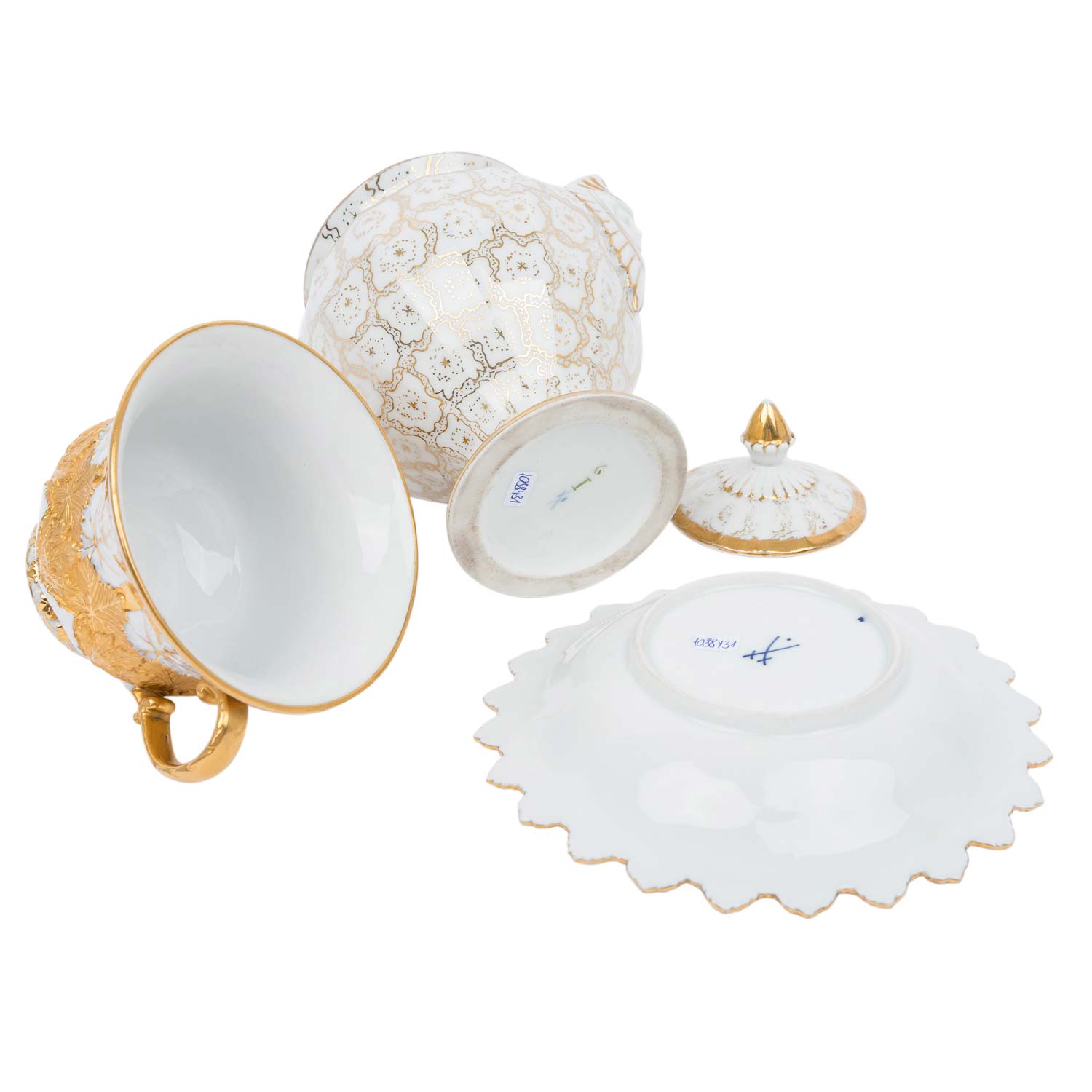 MEISSEN große Prunktasse mit Untertasse und Zuckerdose, 19./20. Jh. - Image 6 of 9