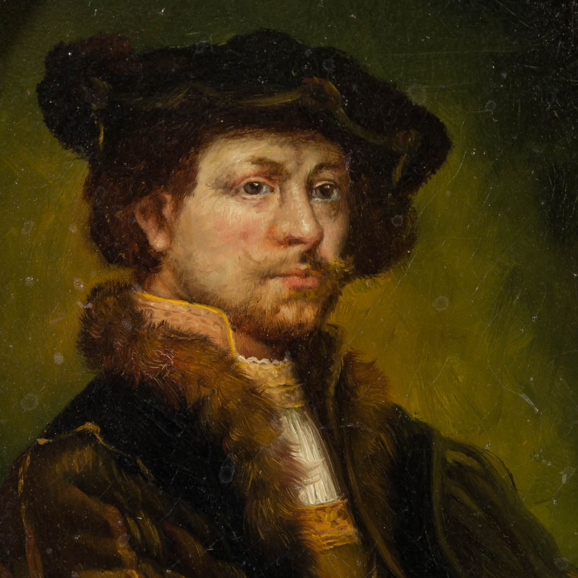 BURGER, W. (Maler/in 20. Jh.), "Portrait des Rembrandt van Rijn", nach dem Selbstbildnis Rembrandts, - Bild 4 aus 6