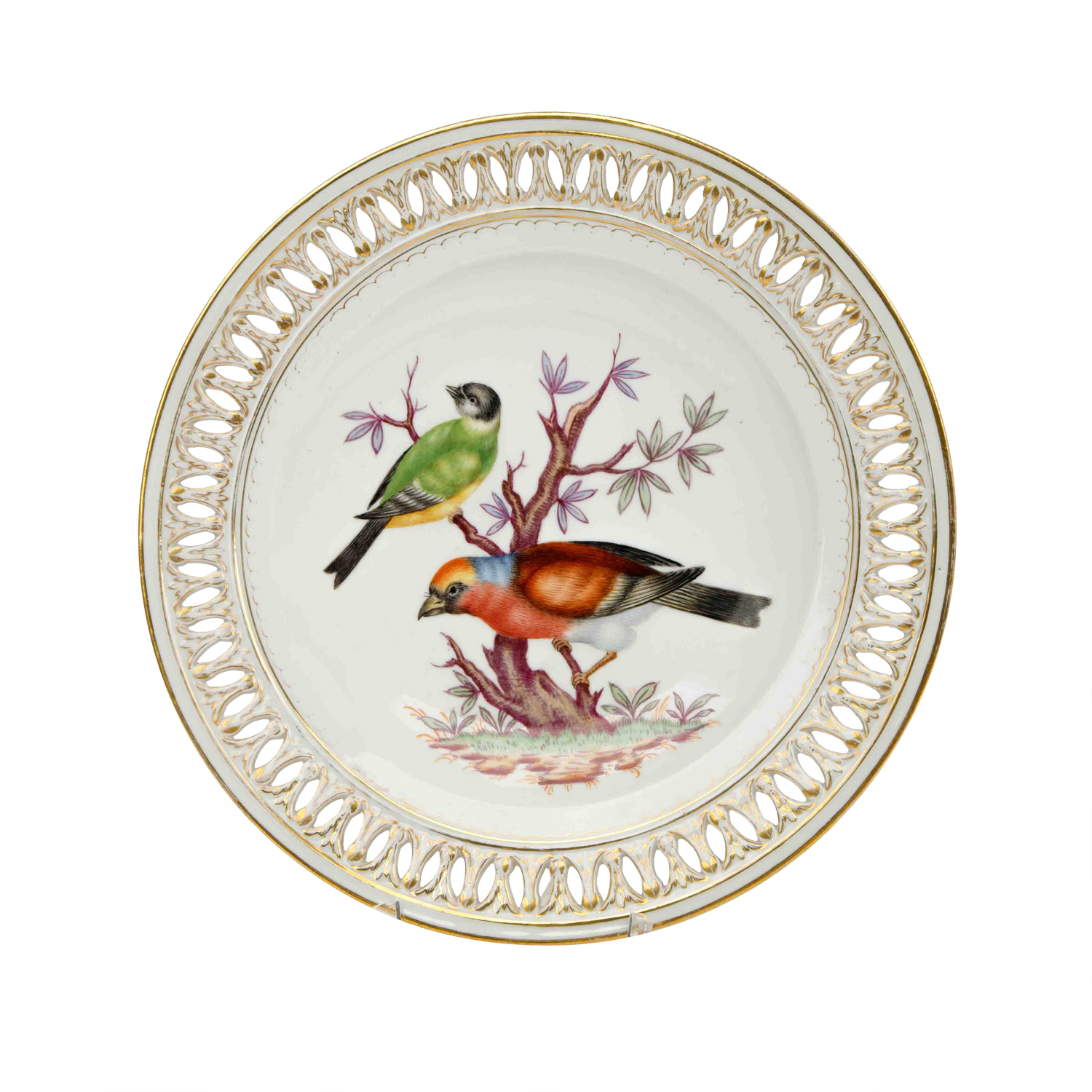 MEISSEN Teller 'Vögel', 1. Wahl, 1817-1824.