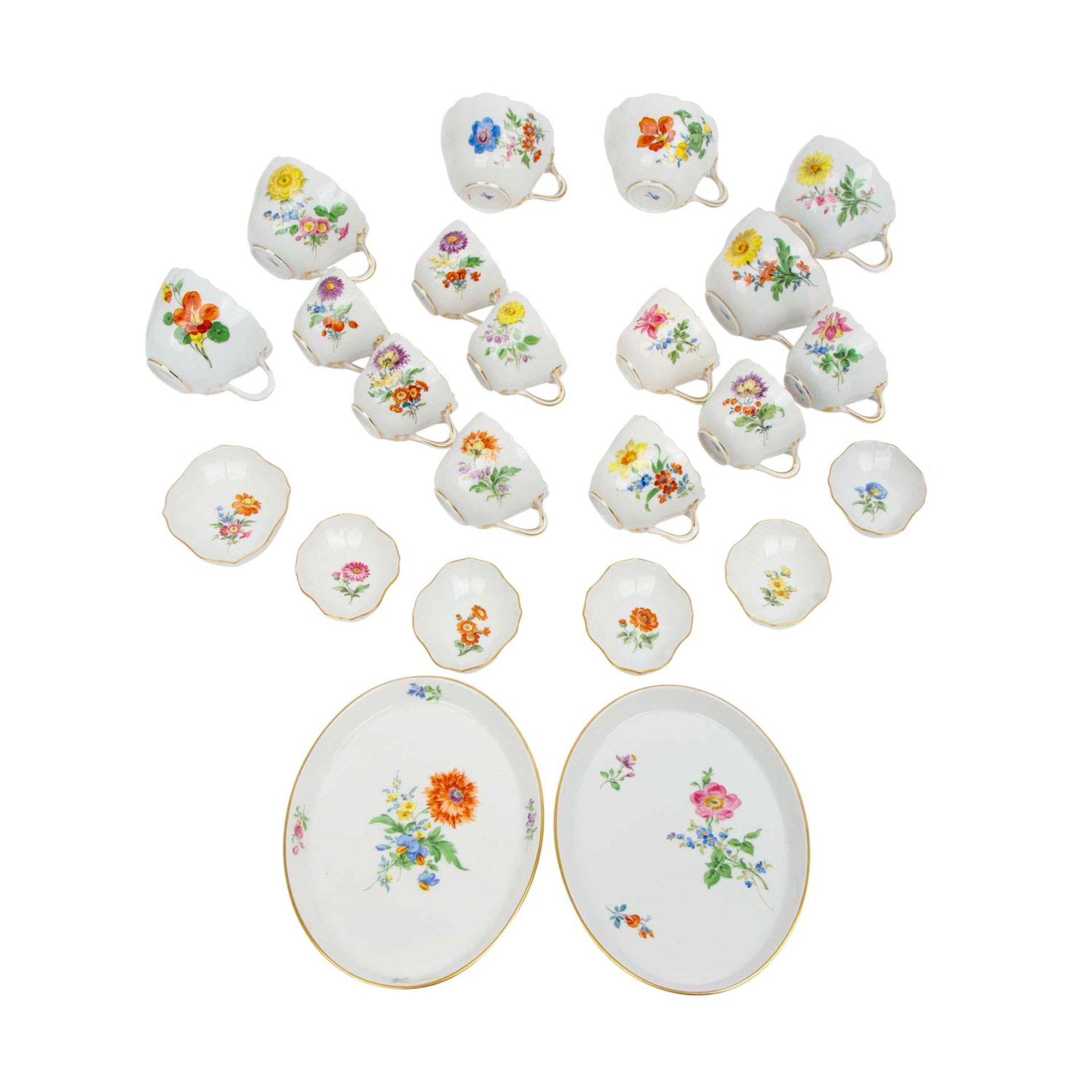 MEISSEN 78-tlg. Kaffee- und Mokkaservice 'Bunte Blumen', 1. und 2. Wahl, 20. Jh. - Image 2 of 6