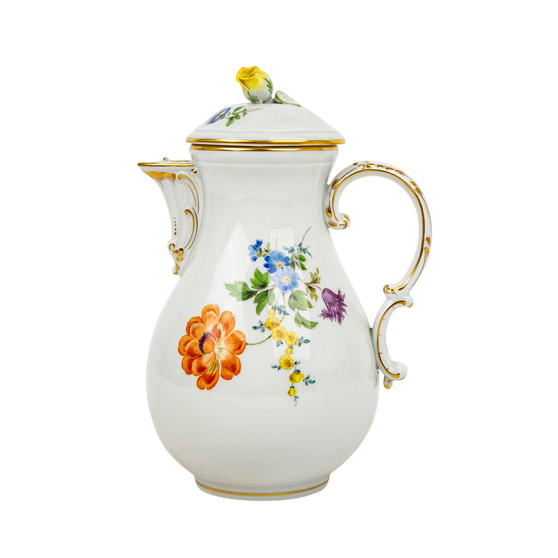 MEISSEN 22 Kaffeeserviceteile 'Blumenmalerei', 1. Wahl, ab 1924 - Image 4 of 8