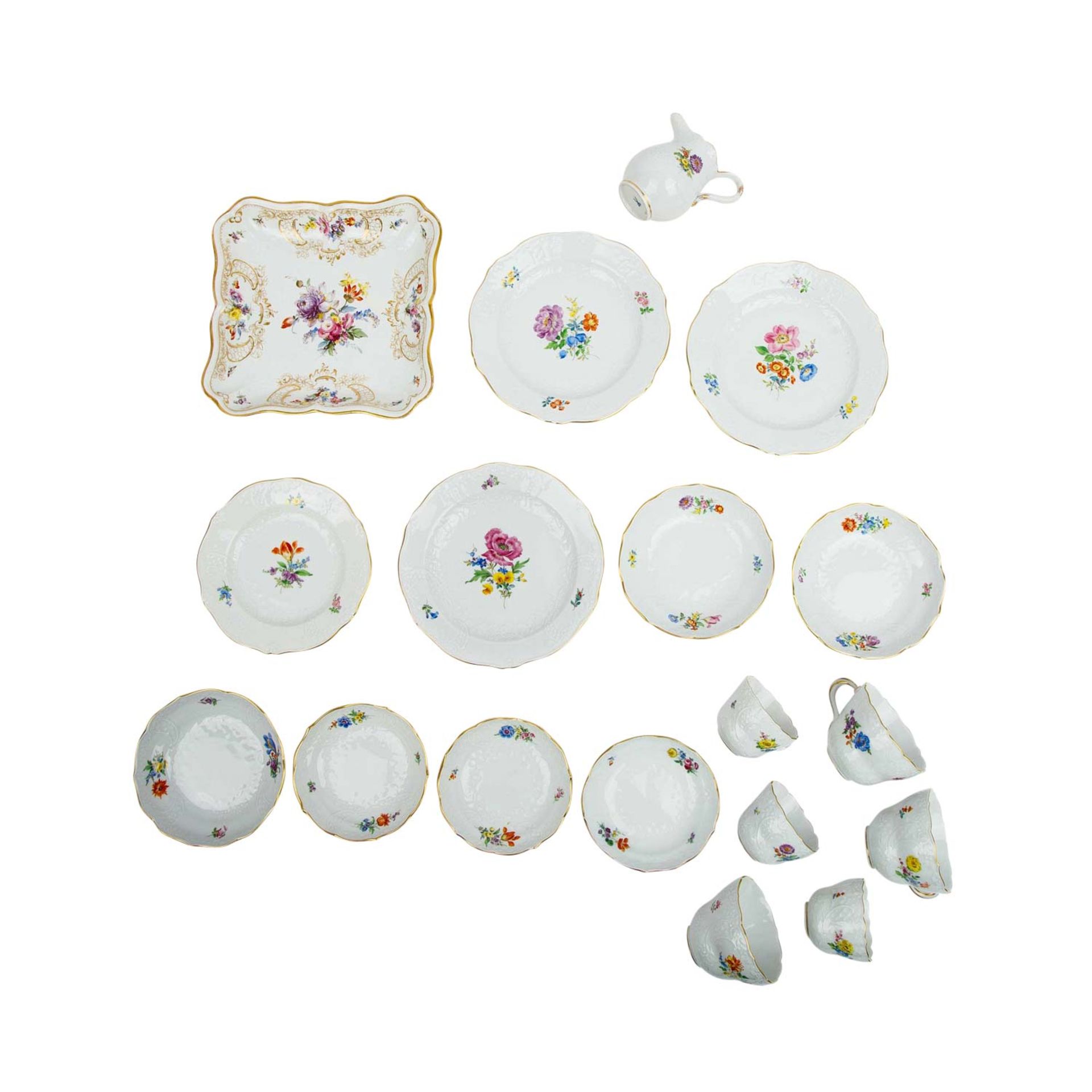 MEISSEN 18 Kaffee- und Mokkaserviceteile 'Bunte Blume', 1. und 2. Wahl, 19./20. Jh. - Image 2 of 4