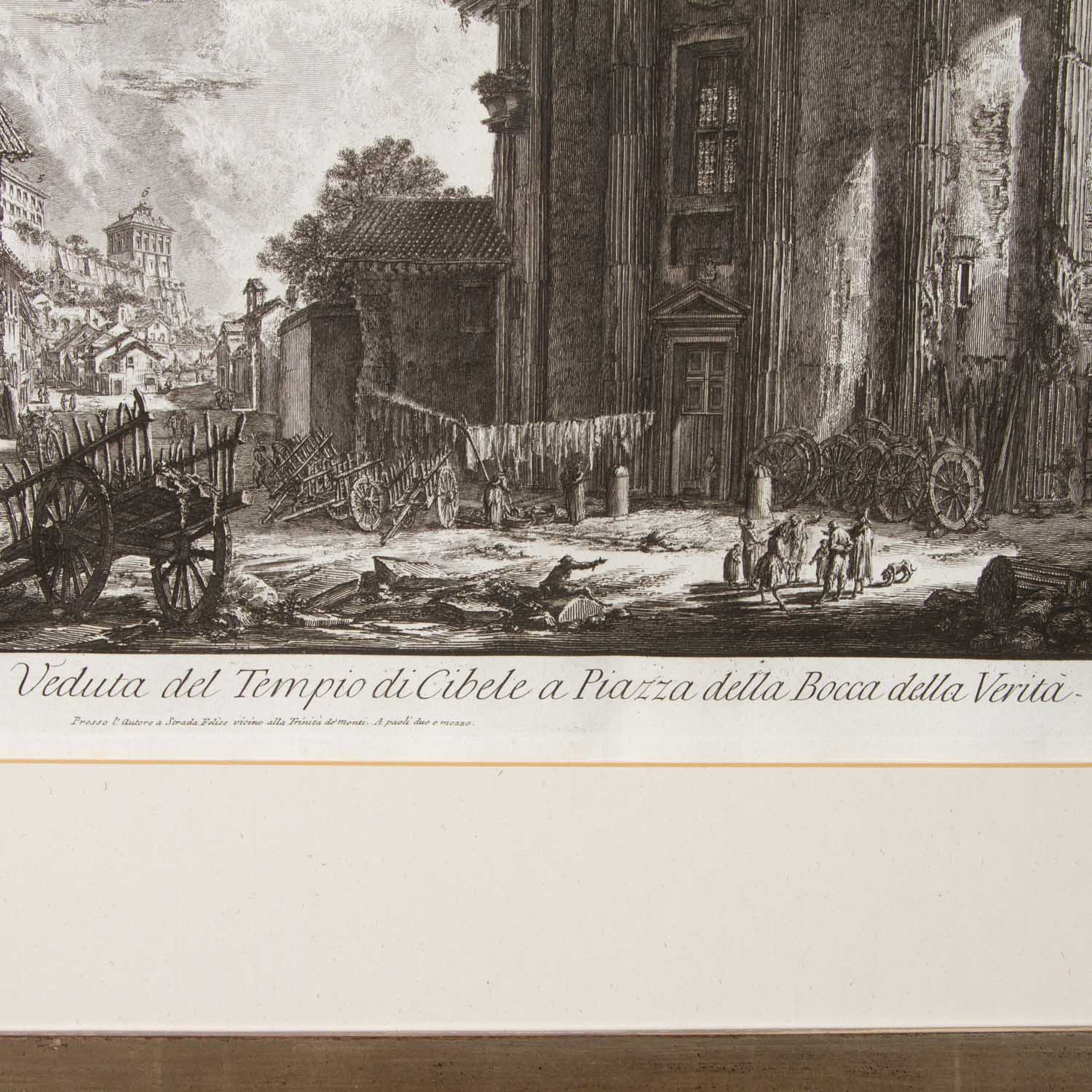 PIRANESI, GIOVANNI BATTISTA (1720-1778), "Veduta del Tempio di Cibele a Piazza della Bocca della Ver - Image 3 of 5