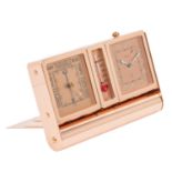 JAEGER-LECOULTRE; Reiseuhr mit Thermometer und Barometer,