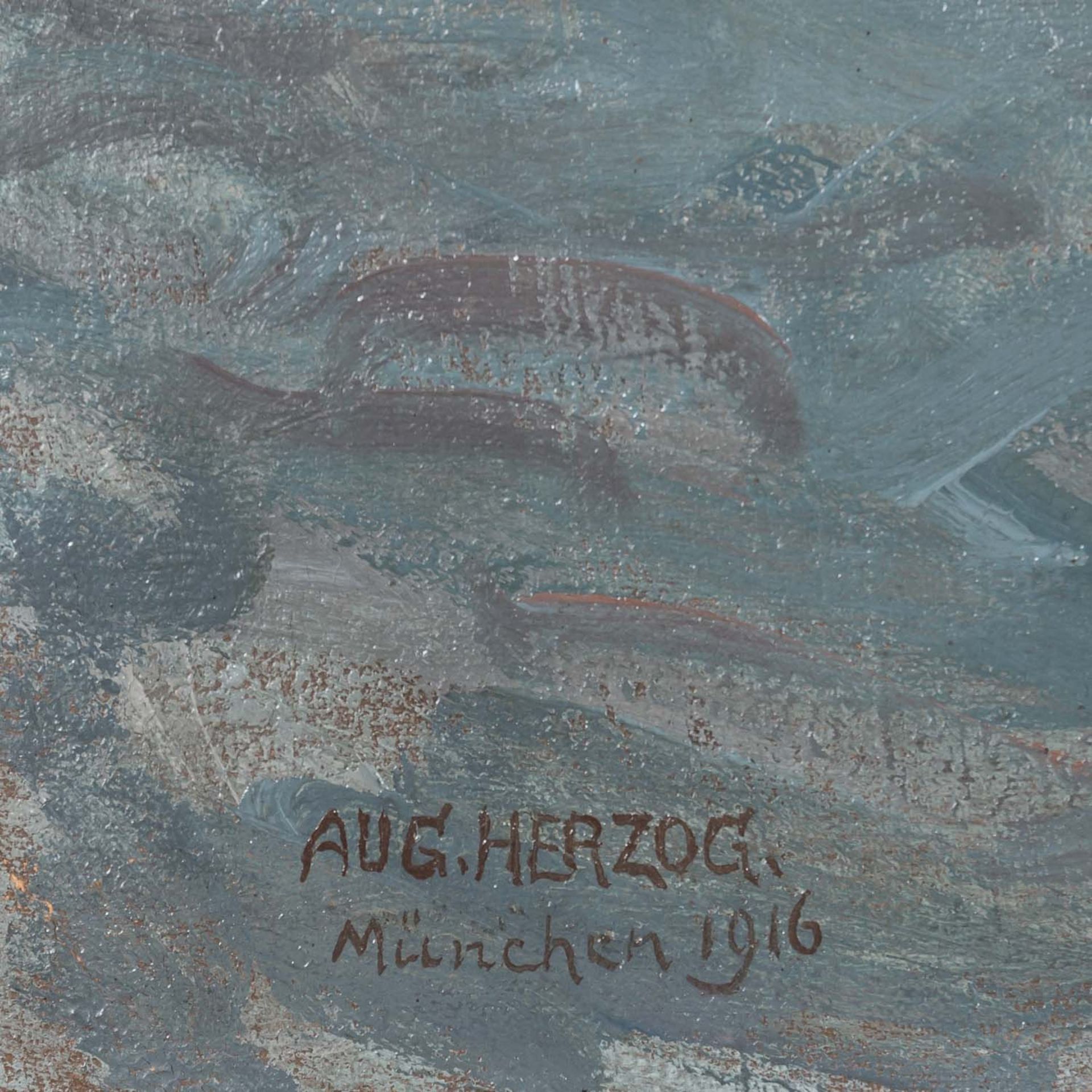 HERZOG, AUGUST (1885-1959), "München, das Flussbett der Isar von der Ludwigsbrücke aus", - Image 3 of 7