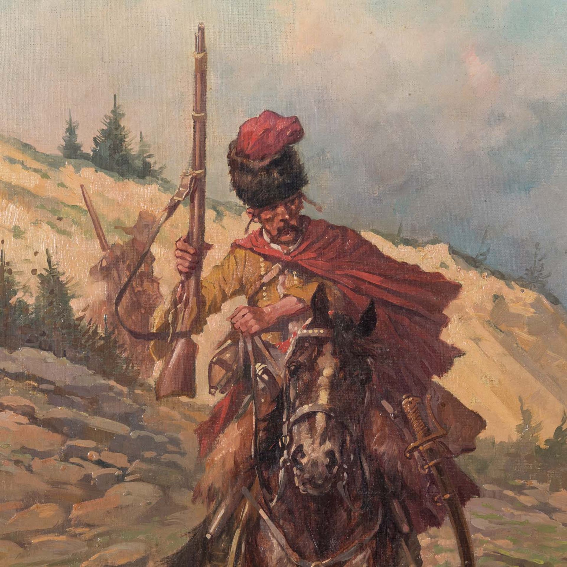 NEUMANN, FRITZ (1881-1919), "Kosake zu Pferd im Gebirge", - Image 4 of 6