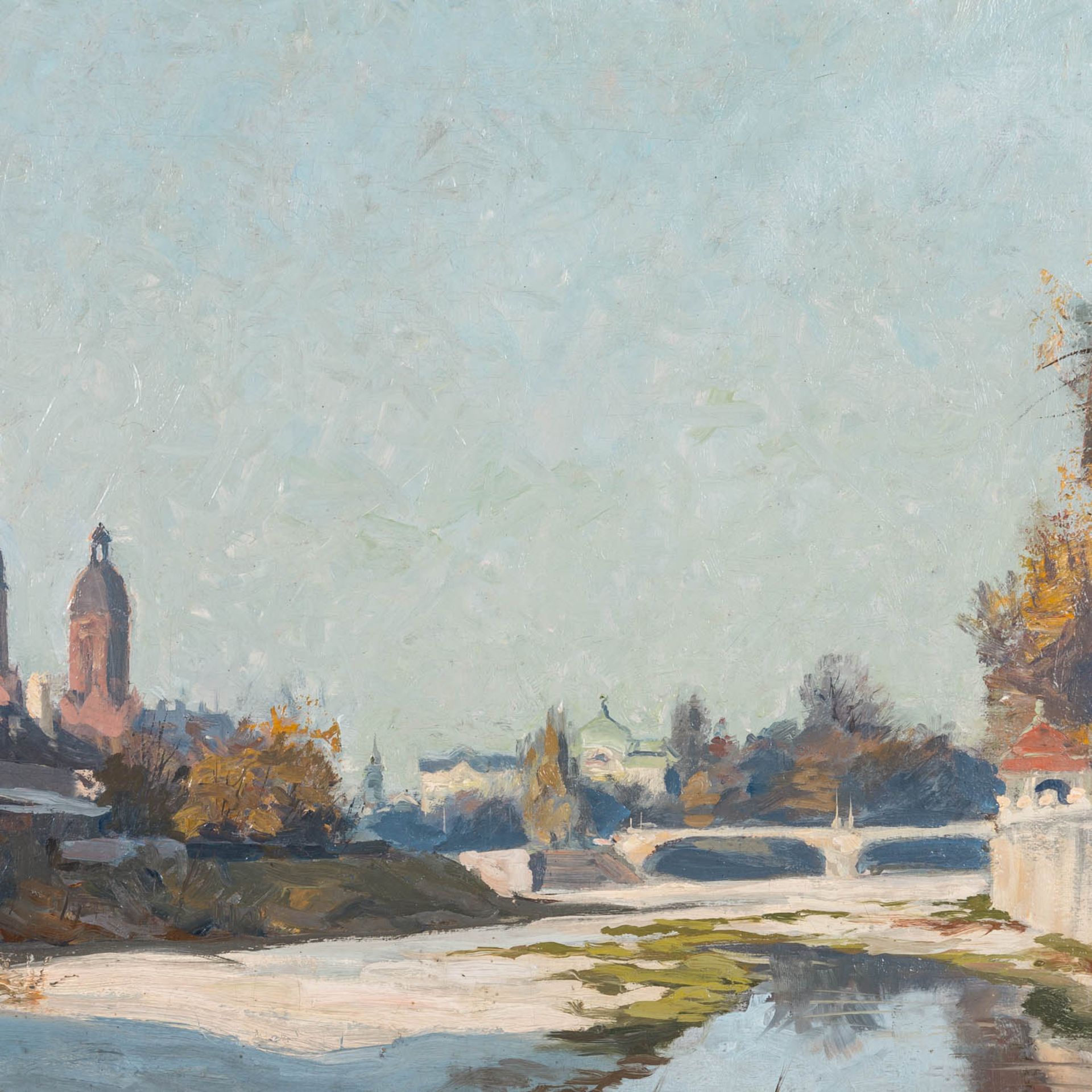 HERZOG, AUGUST (1885-1959), "München, das Flussbett der Isar von der Ludwigsbrücke aus", - Image 4 of 7